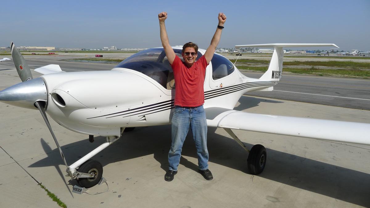 Russell on his private pilot checkride, 2011